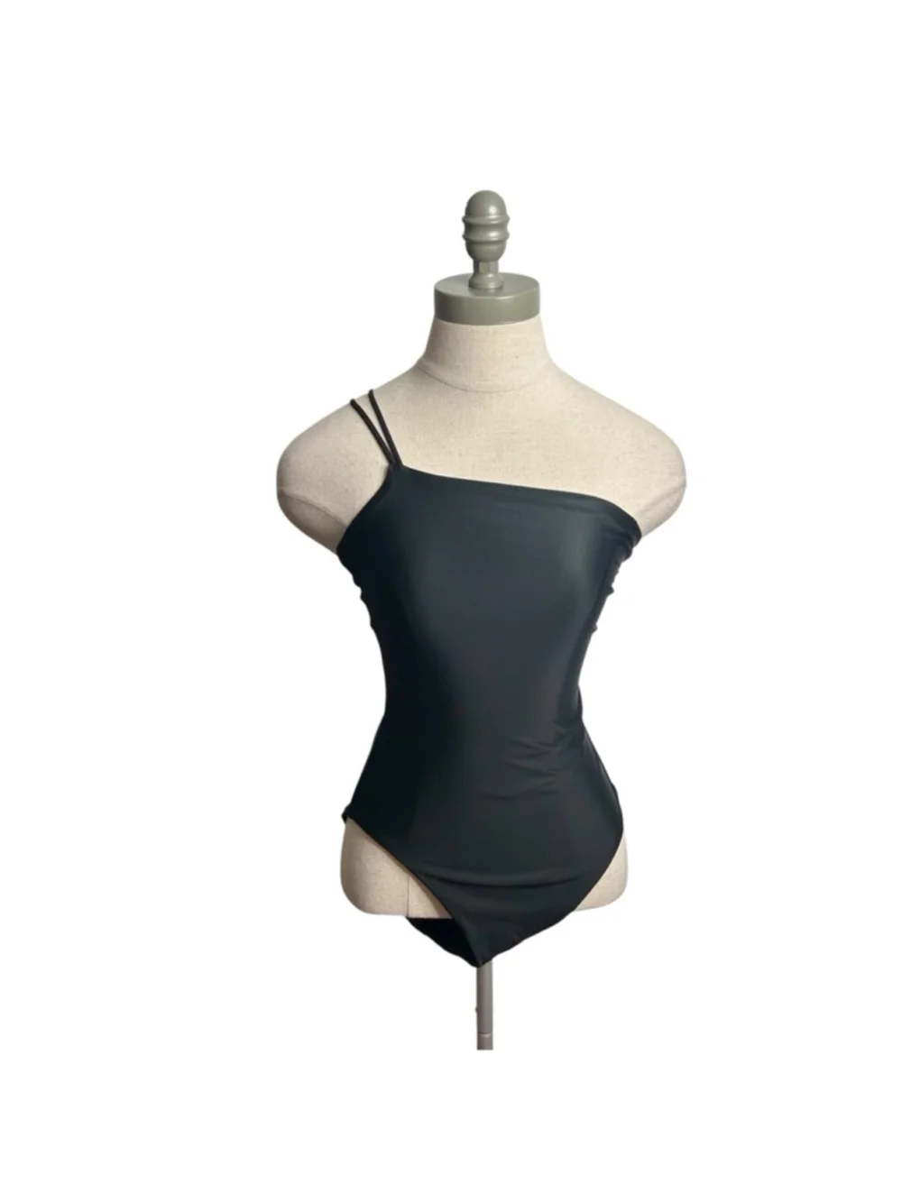 Madewell True Black Double-Strap One-Shoulder One-Piece Swimsuit Size Small